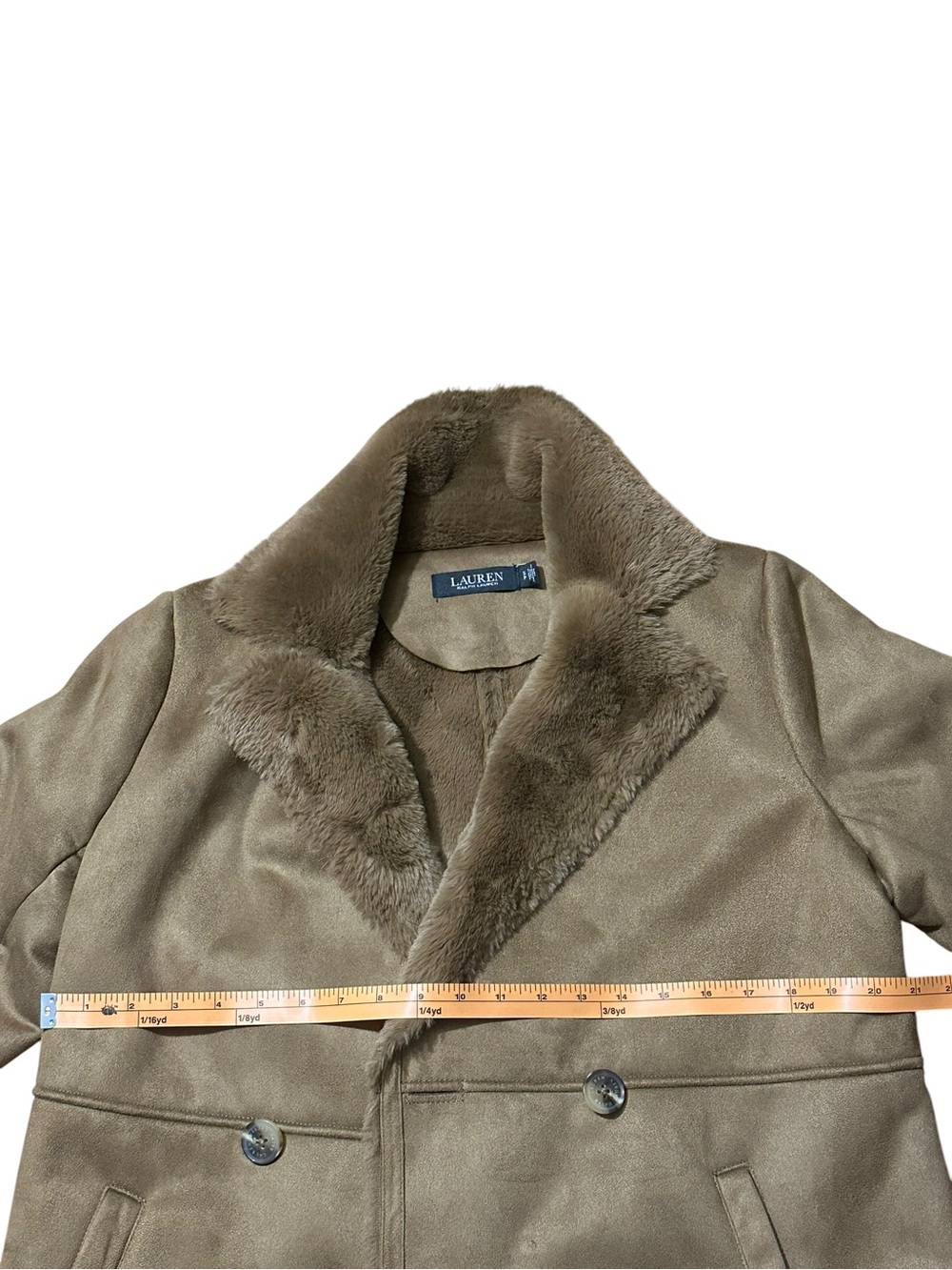 NWT Polo Ralph Lauren Camel Faux-Shearling Double-Breasted Long Coat Size S - Picture 7 of 11